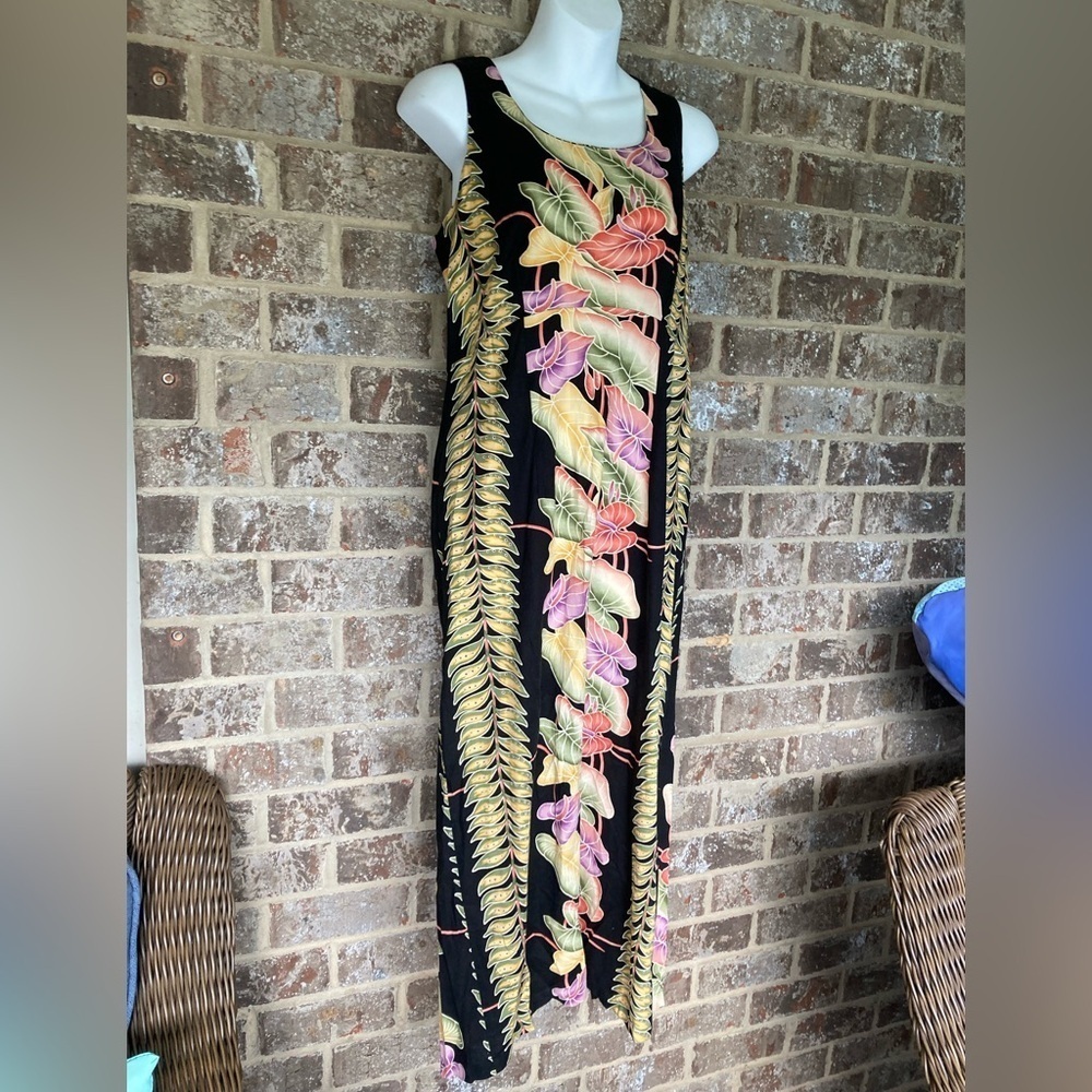 Vintage Hawaiian Maxi Dress, Tropical Print, Hilo Hattie’s Size 10 1990’s - Picture 2 of 13